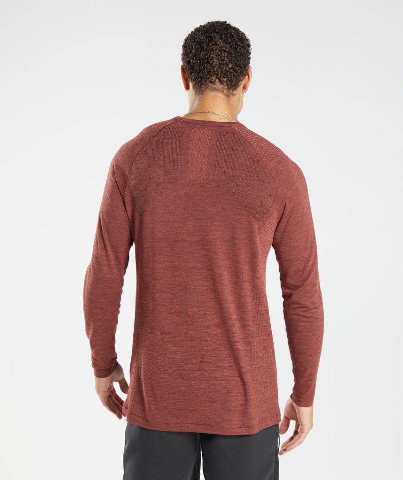 Men's Gymshark Retake Seamless Long Sleeve T-Shirts Brown | NZ 9SKBFP